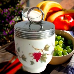 ROYAL WORCESTER • Vintage English 50's Egg Coddler Ceramic Grape Vine